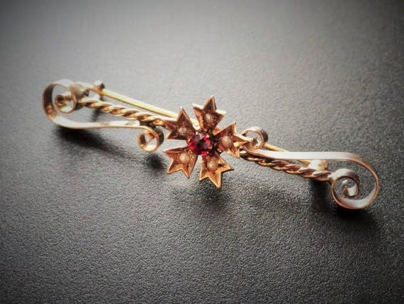 10K Gold Antique Victorian Brooch Pin /Antique Se… - image 2