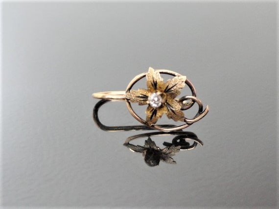 Victorian 10k Gold Diamond Earring /Gold Flower Ea