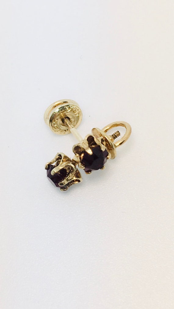 Antique 10k Gold Earrings / Antique Garnet Earring