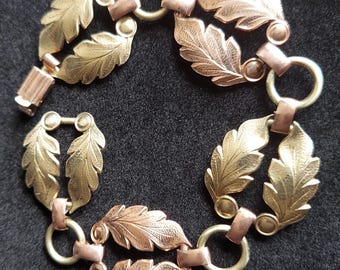 Bracelet Antique Style édouardien En Argent Sterling Et Plaqué Or - Motif étoile Et Niello