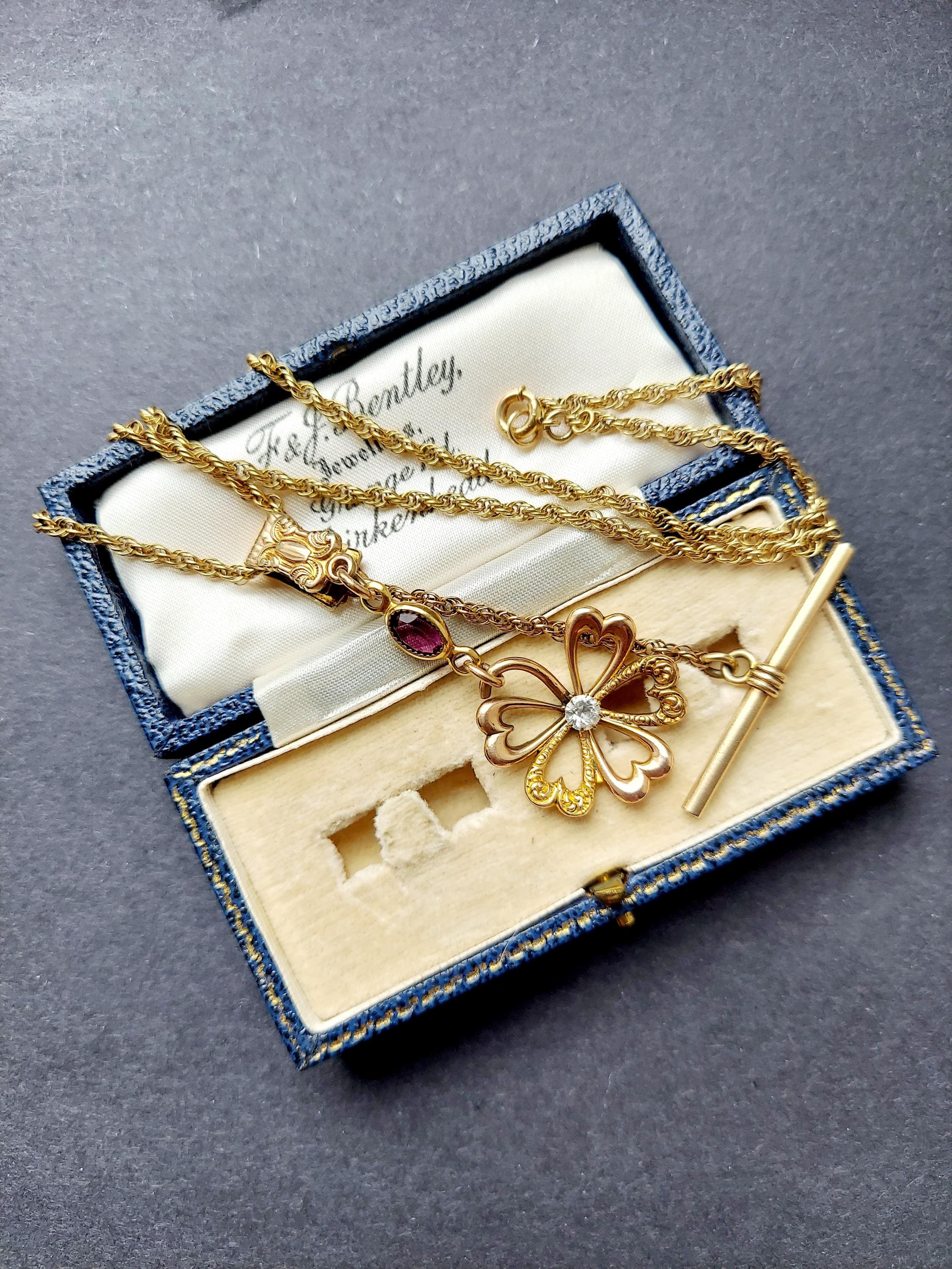 アンティーク アメジスト フラワー ウォッチ フォブ ネックレス