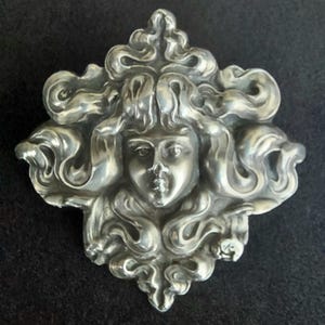 Unger Brothers Sterling Silver Brooch, Art Nouveau Lady Floral  Brooch, Antique Collectors Piece
