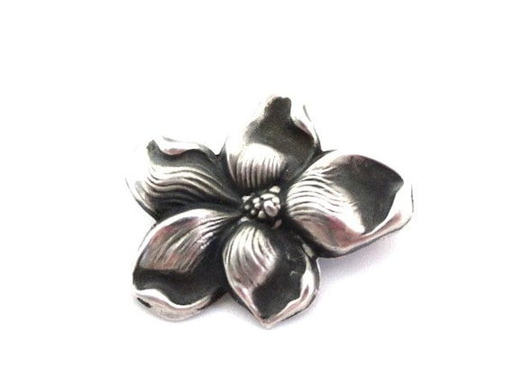 Edwardian Sterling Silver Top Repousse Pin Brooch Antique Sterling Flower Brooch Art Nouveau Brooch