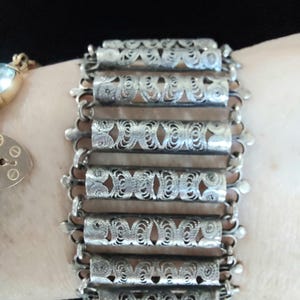 Vintage Filigree Silver Bracelet Wide Silver Bracelet Pierced Silver