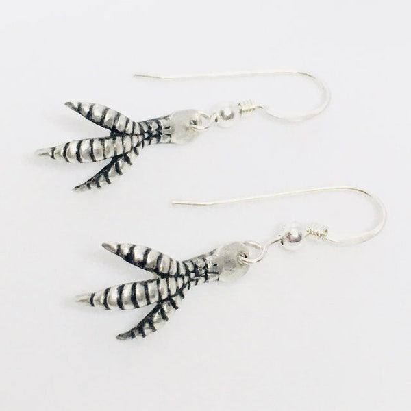 Antique Sterling Talon Claw Earrings / Antique Silverware Earrings / Victorian Sterling Earrings