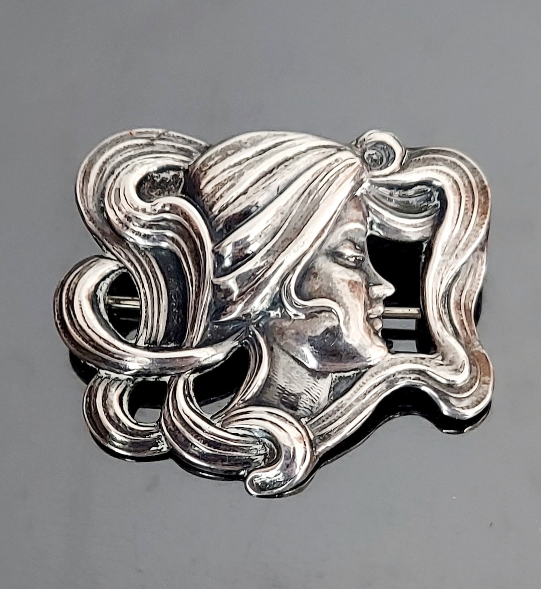Antique Original Art Nouveau Sterling Silver Lady Repousse Etsy