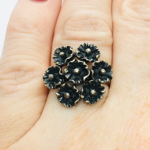 Vintage Sterling Silver Flower Cluster Ring