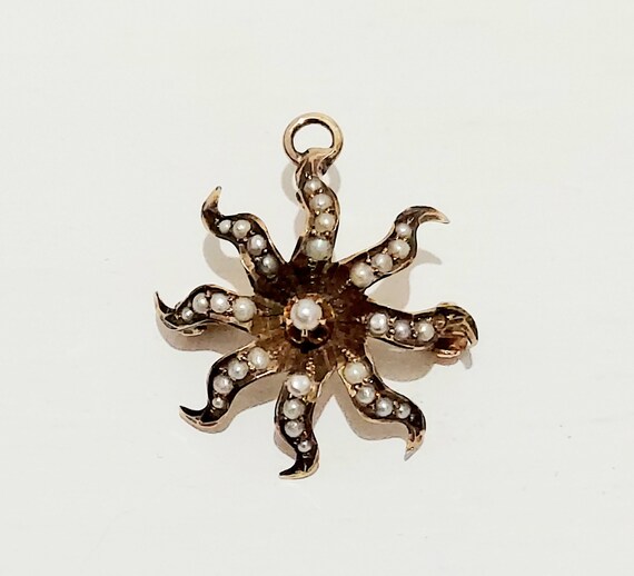 Victorian 10k Gold Starburst Pin Pendant Combinat… - image 5