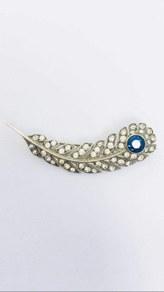 Exquisite Art Deco Sterling Silver Sapphire Paste… - image 4