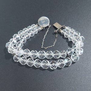 Art Deco Rock Crystal Bracelet Sterling Silver Clasp, Wedding Bracelet