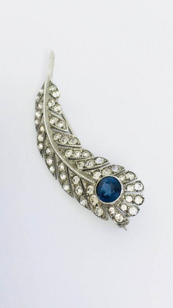 Exquisite Art Deco Sterling Silver Sapphire Paste… - image 3