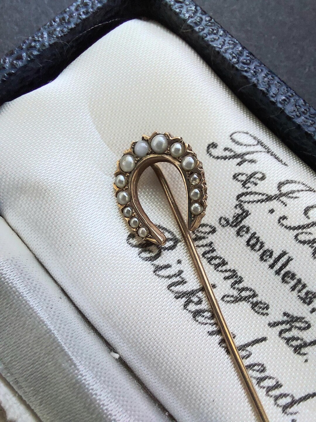 Sorrell Stick Pin Antique Stick Pin 10k Gold Seed Pearl Horseshoe Lapel Pin - Etsy