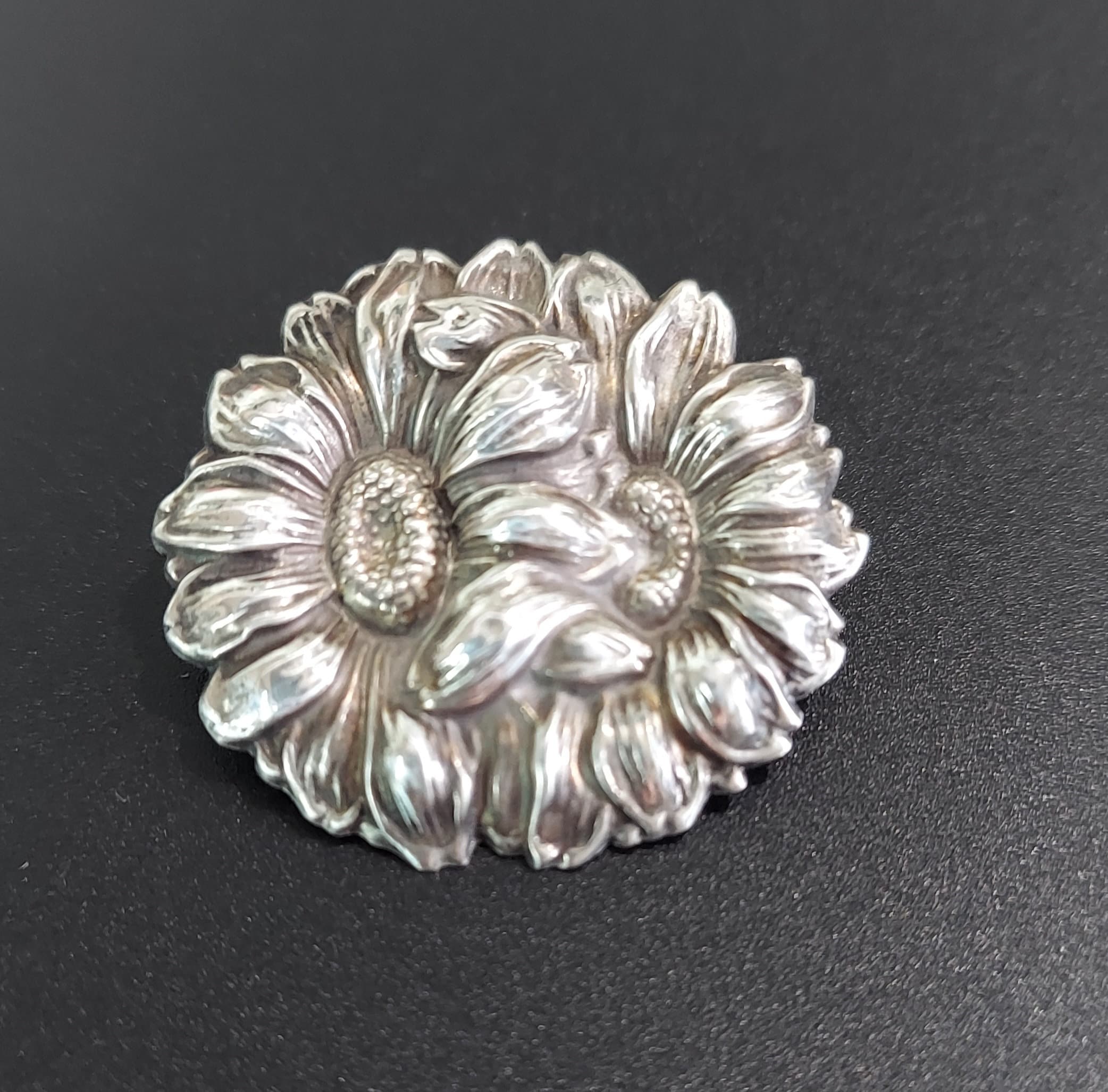 Broche Ancienne Marguerite En Argent Sterling - Style Art Nouveau - France - Antiquité