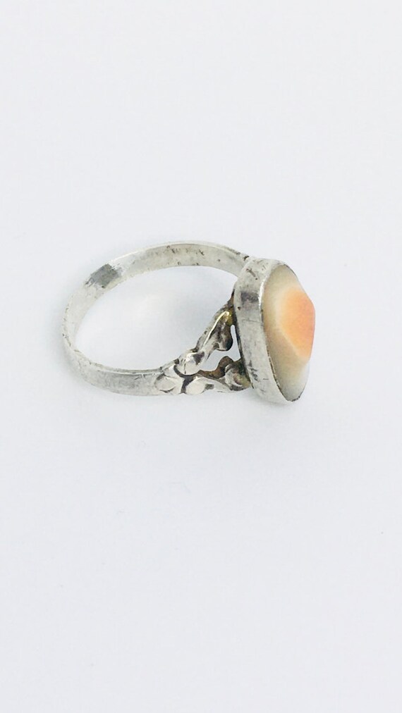 Antique Sterling Blister Pearl Ring / Art Nouveau… - image 2