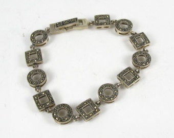 925スターリングシルバー製マーカサイトブレスレット ヴィンテージ