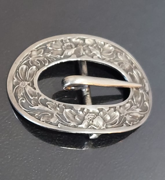 Stunning Unger Brothers Sterling Silver Buckle / Art Nouveau 