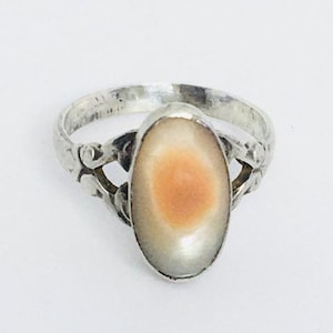 Antique Sterling Blister Pearl Ring, Art Nouveau Sterling Ring, Art Nouveau Pearl, Antique Silver, Circa 1910, Antique Child&#39;s Ring