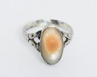 Antique Sterling Blister Pearl Ring, Art Nouveau Sterling Ring, Art Nouveau Pearl, Antique Silver, Circa 1910, Antique Child's Ring