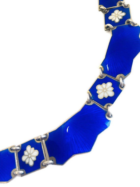 Norway Sterling Enamel Scalloped Collar Necklace … - image 2