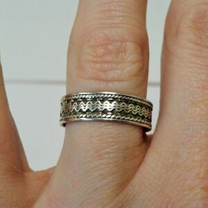 Sterling Silver Ring Band Ring Wave Design Stacking Ring Wedding Ring