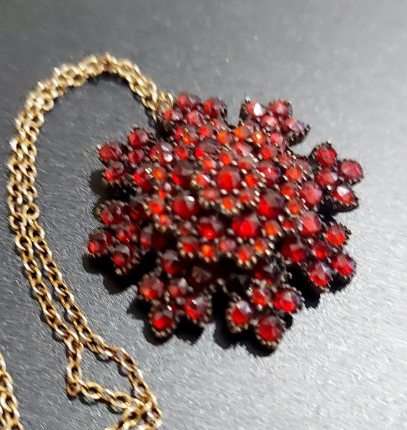 Bohemian Garnet Pendant, Antique Victorian Garnet… - image 2