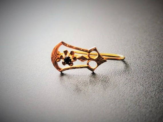 Victorian 10k Gold Earring / Sapphire Earring / An