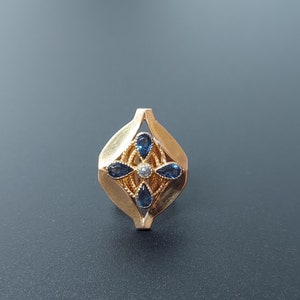 Art Nouveau Sapphire SLIDE para cadena / Gold Filled Watch Chain Slide