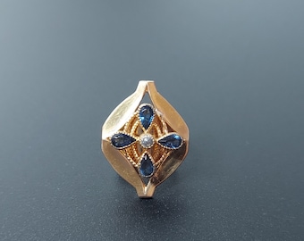 Art Nouveau Sapphire SLIDE for chain / Gold Filled Watch Chain Slide