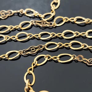 Vintage French Watch Chain 17.5", Gold Filled Fancy Link Watch Chain