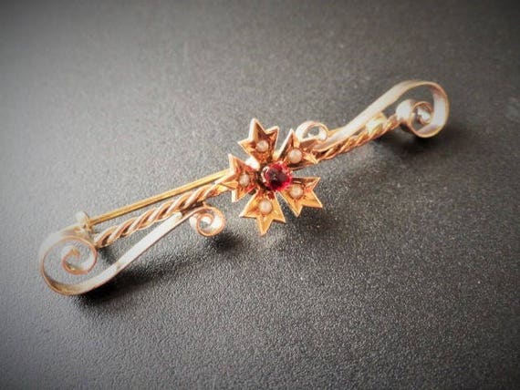 10K Gold Antique Victorian Brooch Pin /Antique Se… - image 3