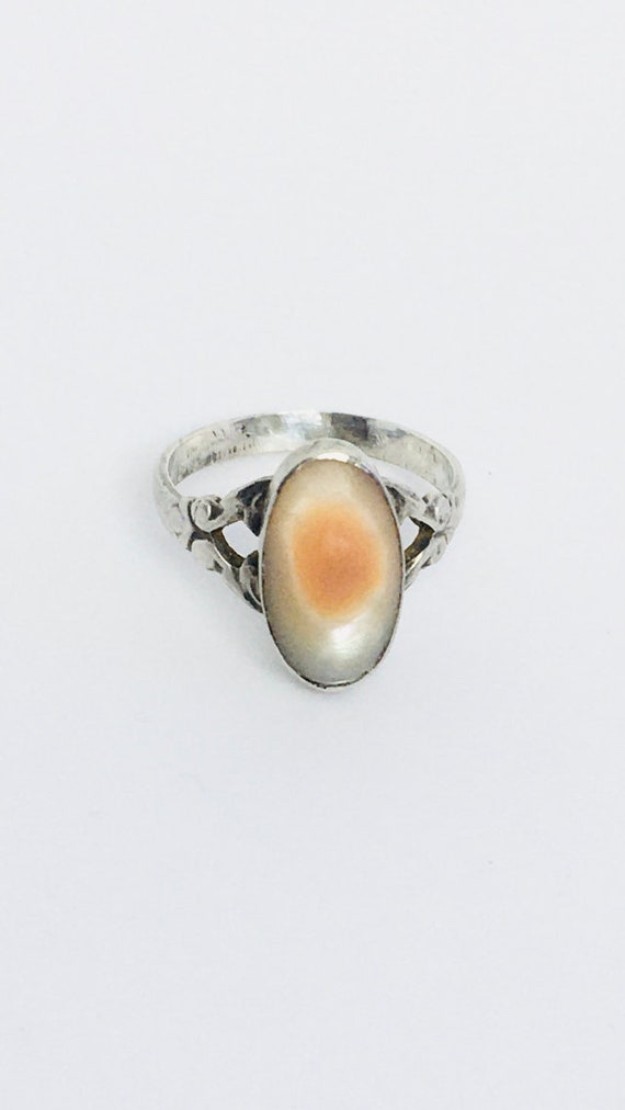 Antique Sterling Blister Pearl Ring / Art Nouveau 