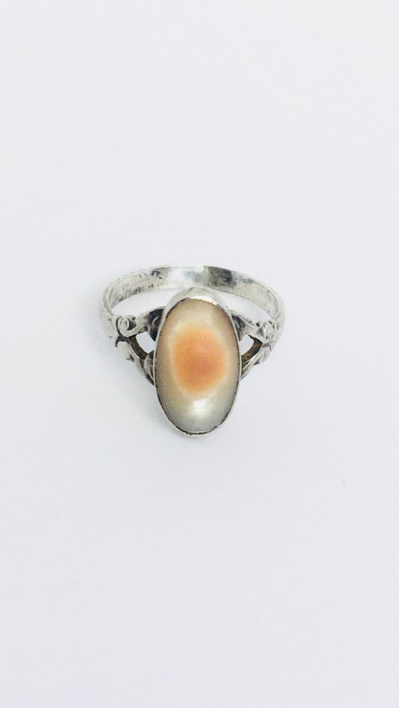 Antique Sterling Blister Pearl Ring / Art Nouveau… - image 4