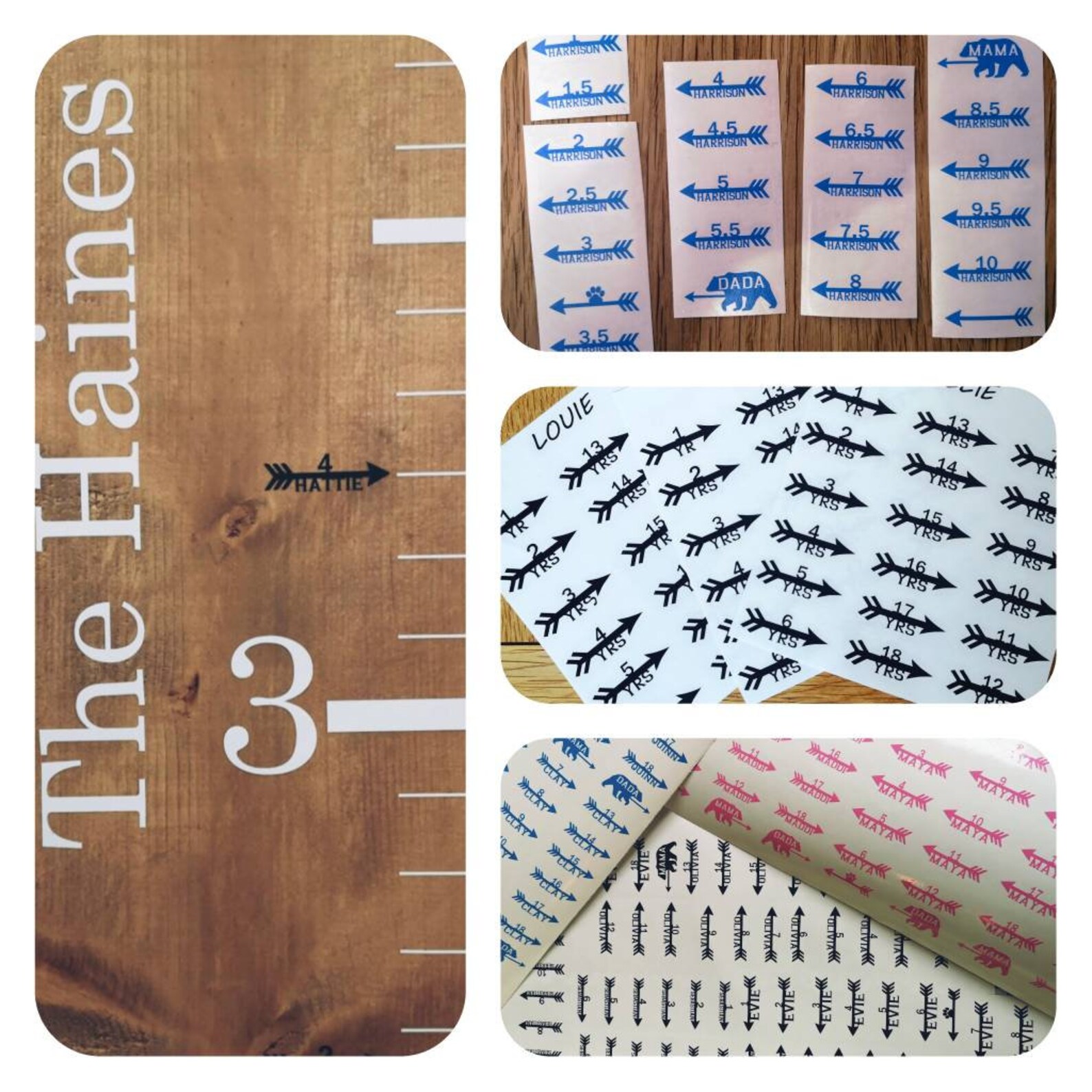 Named Height Chart Vinyl Stickers Decal. Growth Chart. UK Etsy