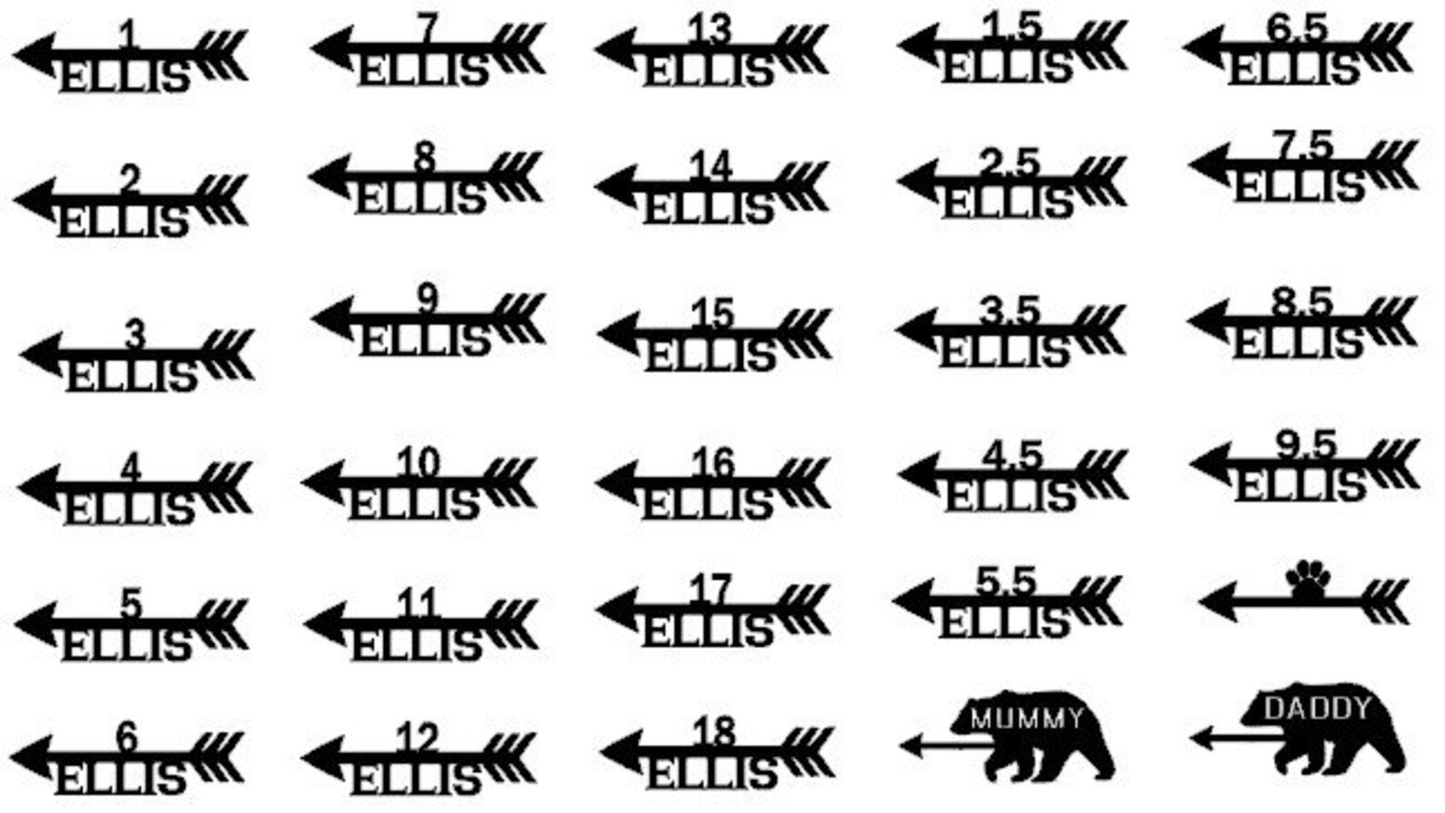 Named Height Chart Vinyl Stickers Decal. Growth Chart. UK Etsy