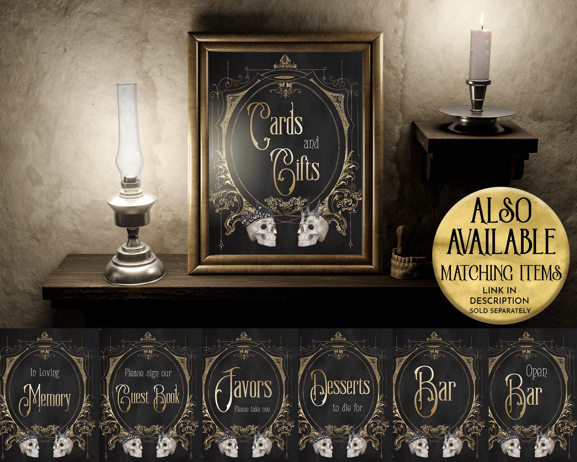 Example Signage Using Gothic Editable Gothic Wedding Welcome Sign, Skull King and Queen. Welcome ...