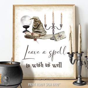 Magic Wedding Guestbook Sign, Leave A Spell To Wish Us Well. Instant Download Witch & Wizard Nerdy Wedding Guestbook Sign, Geek Wedding F05