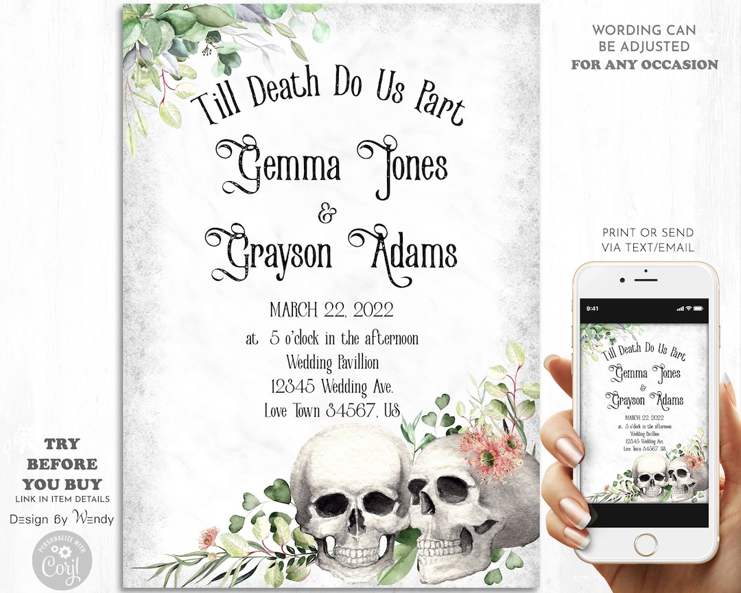 Editable Pastel Goth Wedding Invitation. Whimsigoth Invitd Etsy