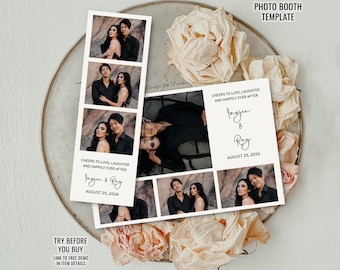 Photo Booth Template Strip & Card. Editable Wedding Photo Strips, Photo Collage M01