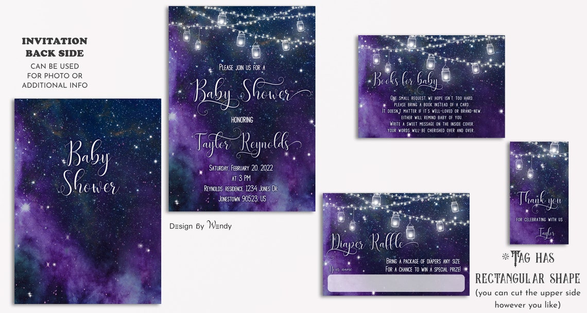Baby Shower invitation galaxy Baby Shower invite stars and Etsy