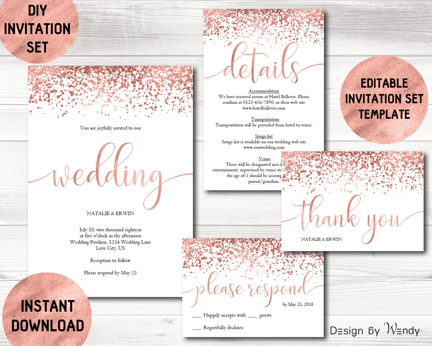 rose-gold-wedding-invitation-template-calligraphy-wedding-etsy