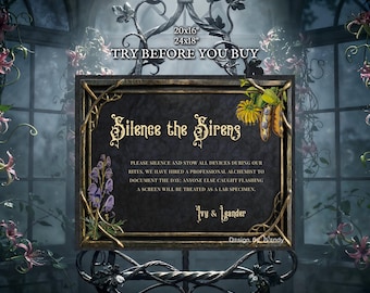 Gothic Unplugged Ceremony Sign Template, Dark Academia Wedding Poster, Moody Phone Free Sign, Vintage Botanical Wolfsbane Sign G09