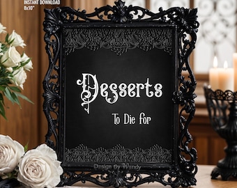 Desserts schwarze Spitze Gothic Hochzeit Zeichen. Halloween Tischschild Desserts Tischschild Desserts Dekoration Halloween Dekoration G15