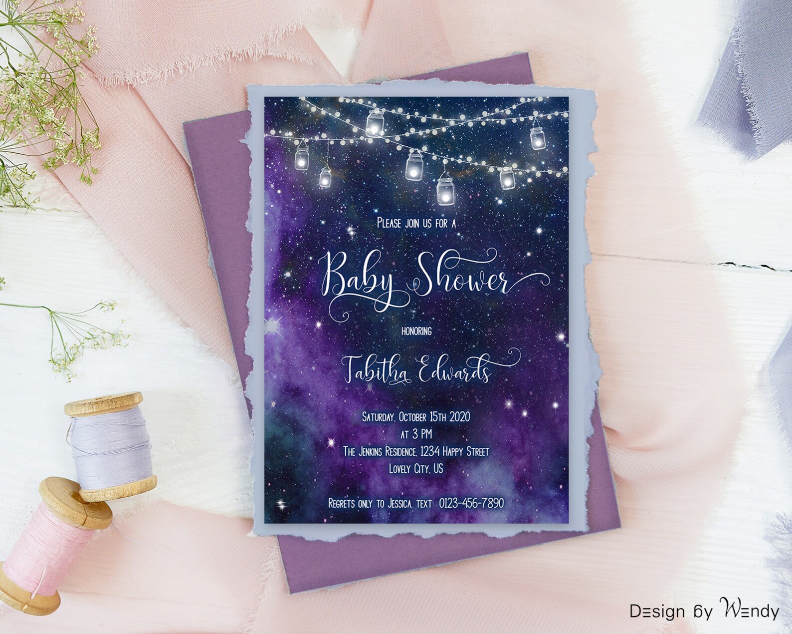 Baby Shower invitation galaxy Baby Shower invite stars and Etsy