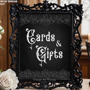 Karten und Geschenke Schwarze Spitze Gothic Hochzeitsschild. Halloween viktorianischen schwarz Tischschild, Black Hallowedding Dekoration, Instant Download G15