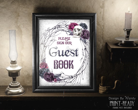 Please Sign Our Guestbook Printable Halloween Gothic Wedding 