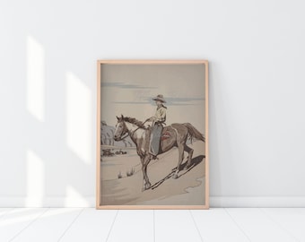 Digital druckbares Kunstwerk - Der Cowboy und sein Pony