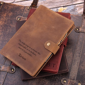 Handmade Leather Steno Pad 6"x9" Holder, Custom Folio Coverfor 6"x9" Top Bound Spiral Notebook, A5 Document Portfolio, Gift for Him/ Her image 2