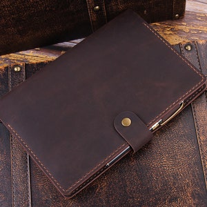 Handmade Leather Steno Pad 6"x9" Holder, Custom Folio Coverfor 6"x9" Top Bound Spiral Notebook, A5 Document Portfolio, Gift for Him/ Her image 4