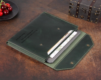 Personalized Leather Document Case, Paper File Portfolio, Custom Name Travel Document Organizer, A4 Document Holder, Gifts For Men Women