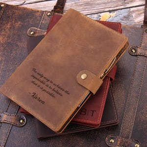 Leather Steno Pad 6&quot;x9&quot; Cover, Personalized Leather Folio Cover Compatible with 6x9 Top Spiral Steno Pads, A5 Padfolio Notepad Holder